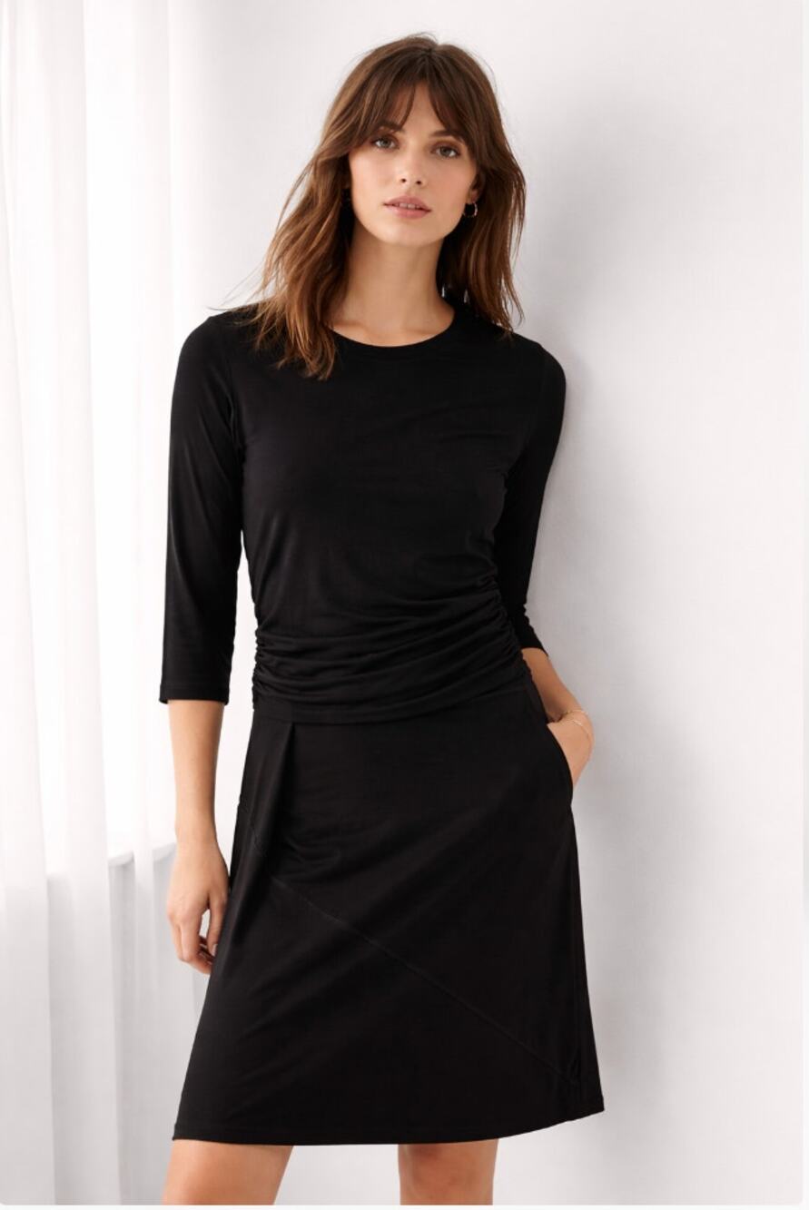 ATM Pima Cotton Stretch Ruched T-Shirt Dress Women's Black Size M
